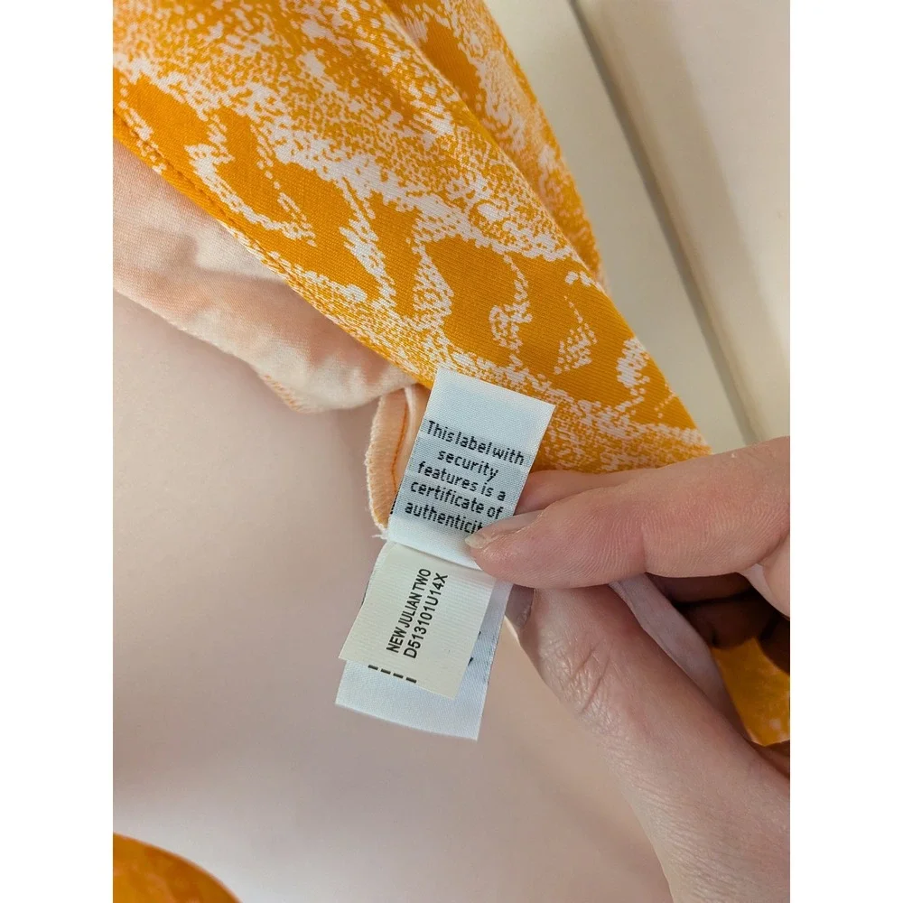 Diane von Furstenberg Y2K Vintage Julian Wrap Dress Orange White Size 10
